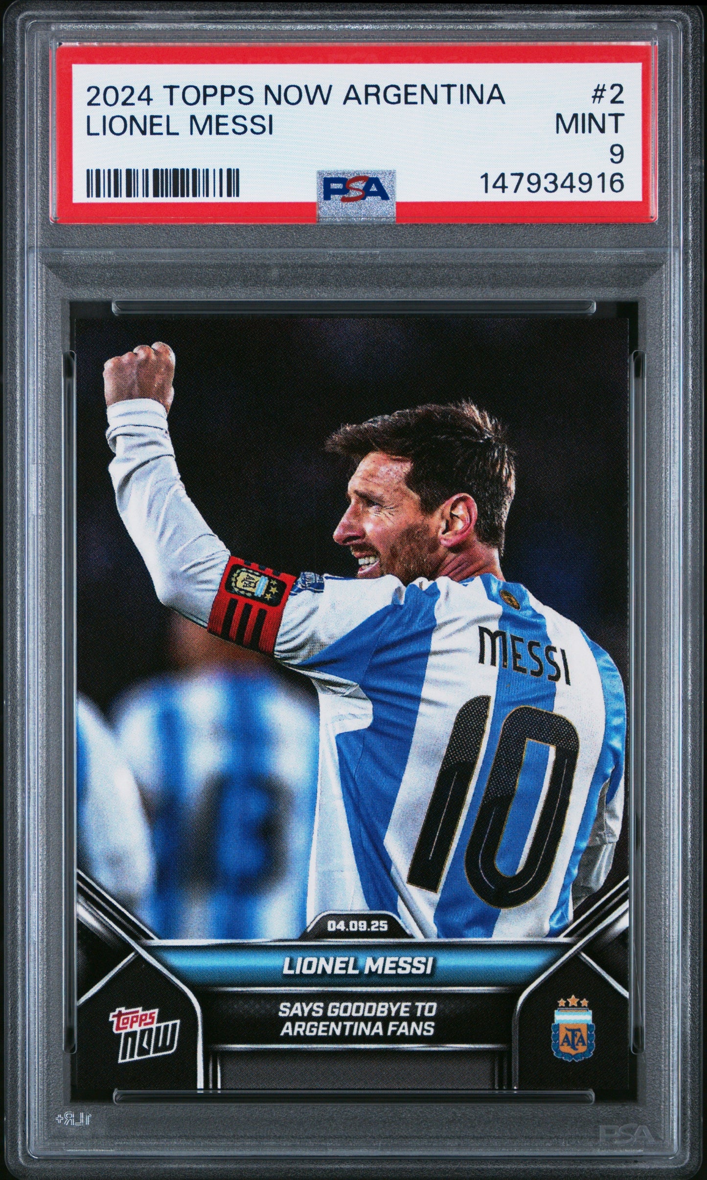 Graded 2024 Topps Now Argentina Lionel Messi #2 Soccer Card PSA 9 Mint