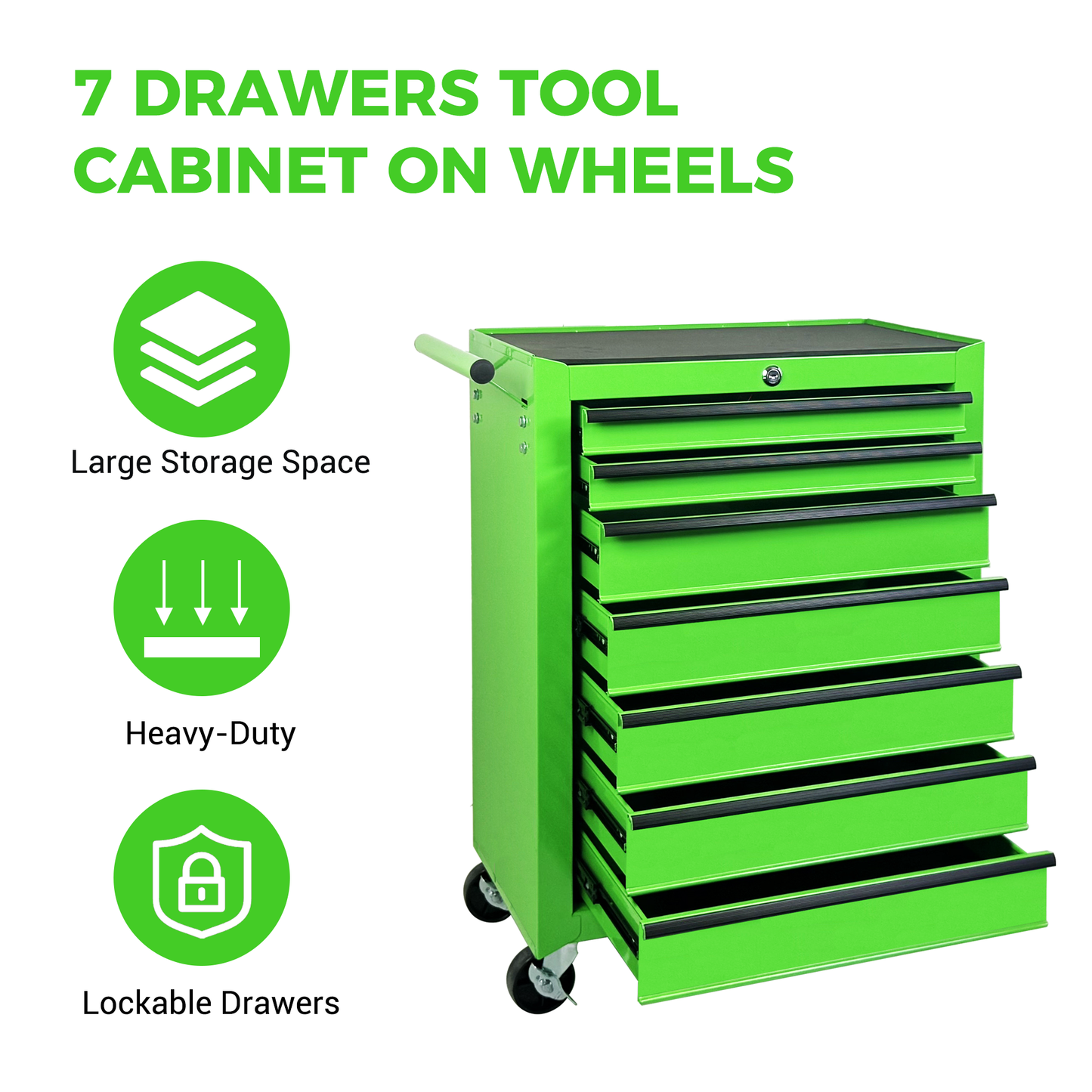 Rolling Metal Tool Chest with 7 Drawers, 20" Steel Organizer