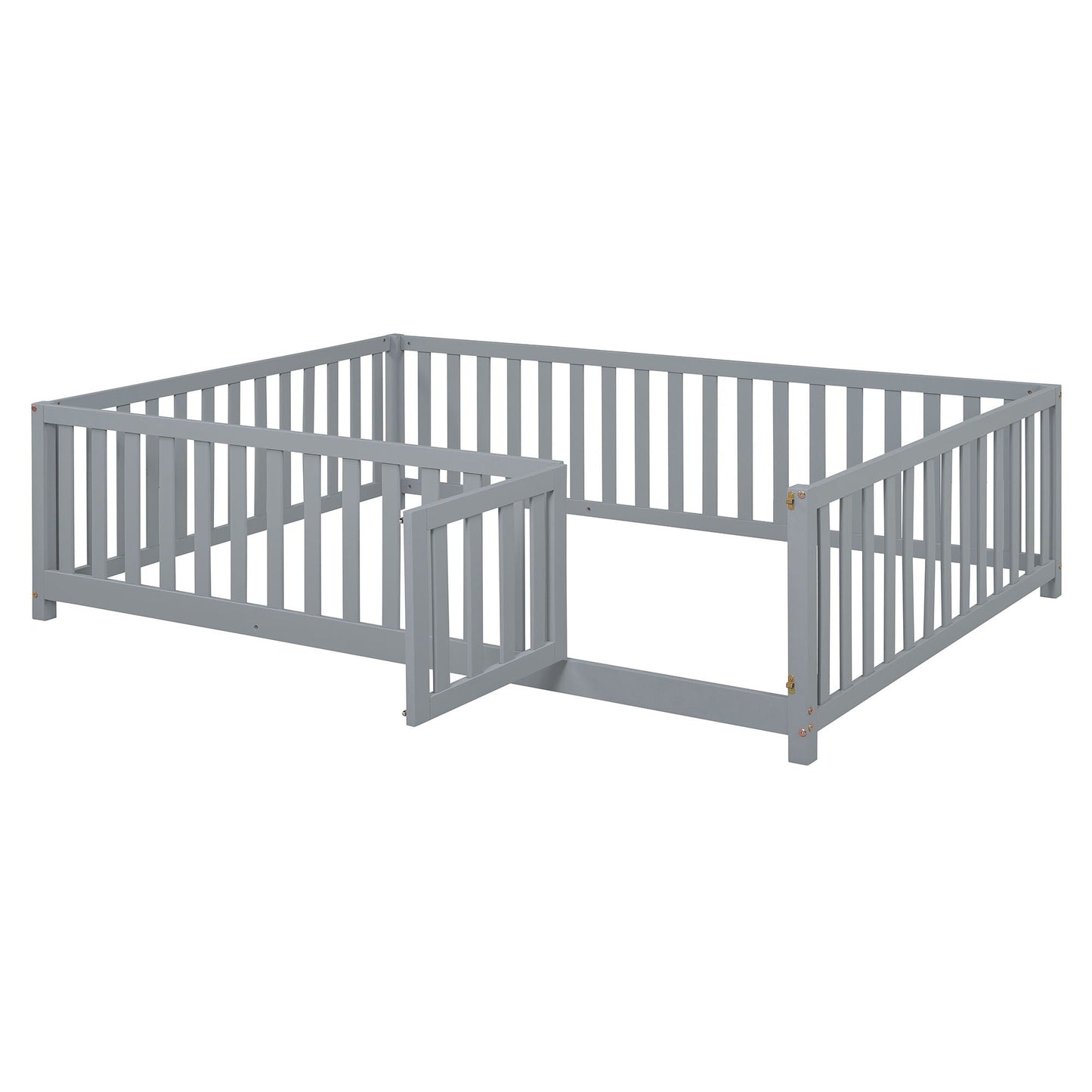 Daybed With Fence Guardrails And 2 Drawers, Split Into Independent Floor Bed & Daybed