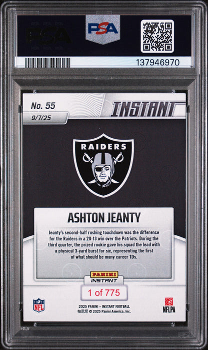 Graded 2025 Panini Instant Ashton Jeanty #55 Rookie RC Football Card PSA 5 Excellent