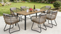 7-Piece Outdoor Wicker Dining Set with Wood-Plastic Composite Board Table