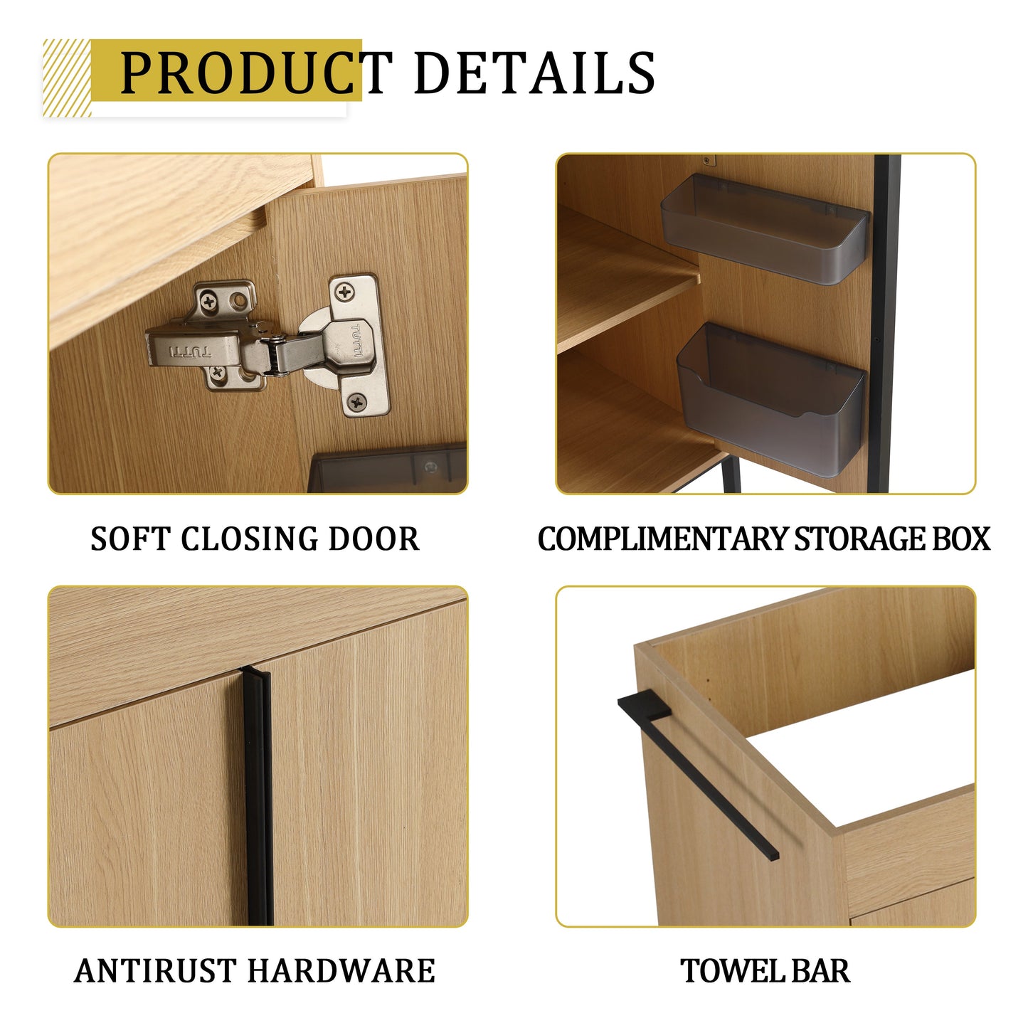 60-Inch Freestanding Bathroom Cabinet with Soft Close Doors & Open Storage