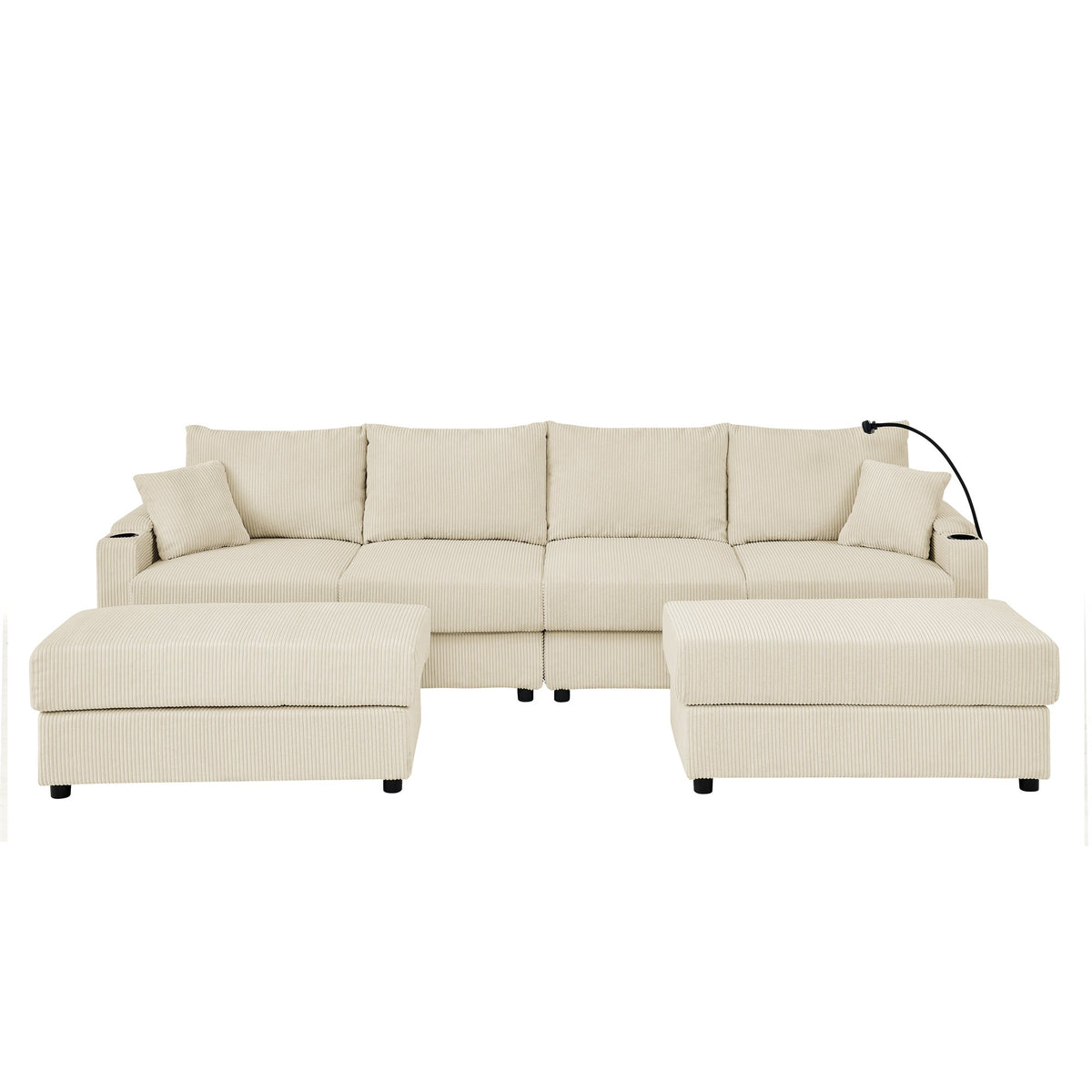 Modern U-Shaped Couch with Storage and Ottomans