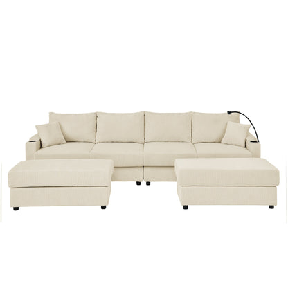 Modern U-Shaped Couch with Storage and Ottomans
