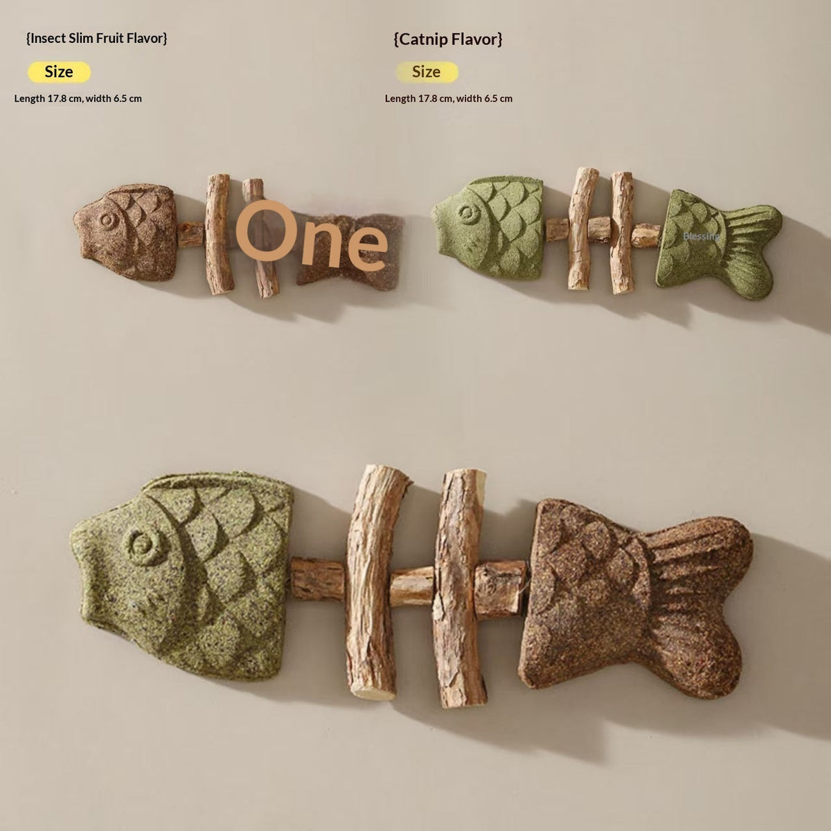 Cat Toy Fish Bone Wood