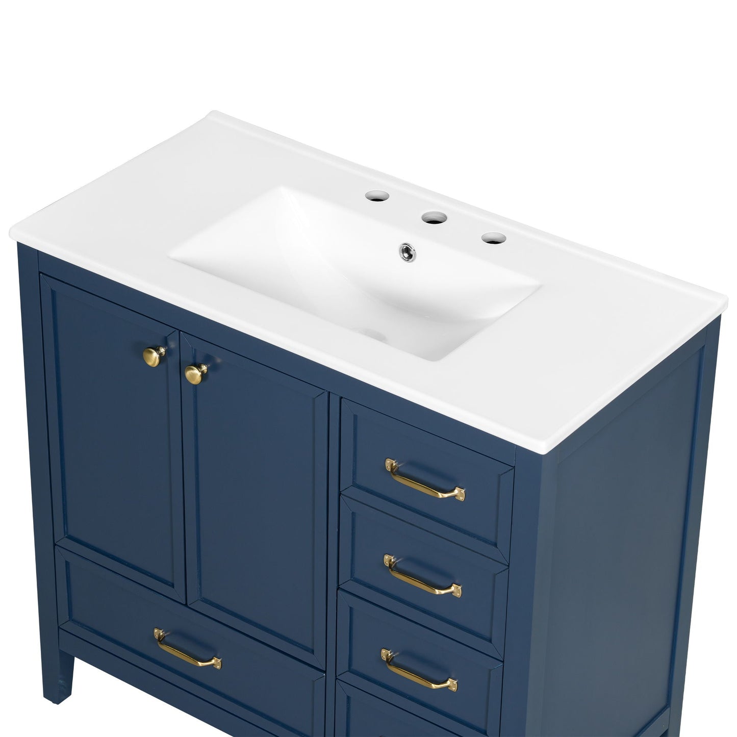 Elegant Vintage Bathroom Vanity With Sink and Soft Closing Drawers