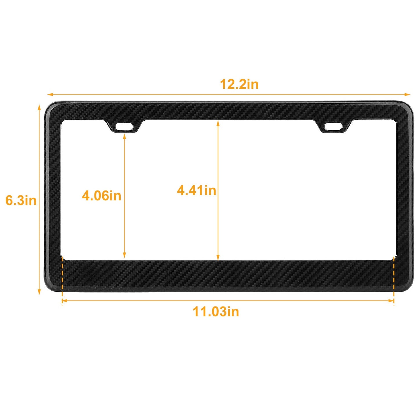 License Plate Frame Rustproof Waterproof Carbon Fiber Black License Plate Frame 2 Holes w/ Bolts Washer Caps for USA/Canada Standard