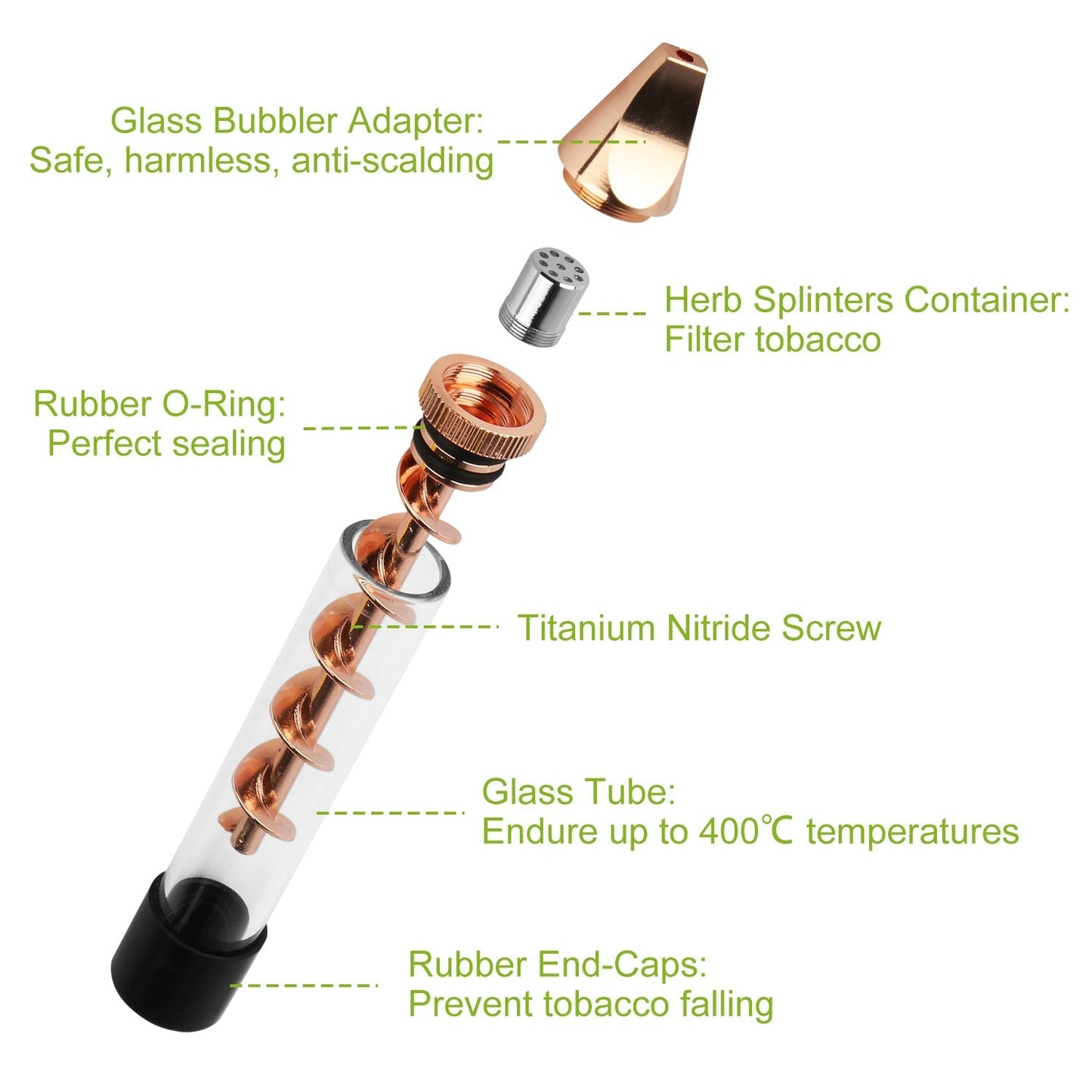 7-in-1 Glass Twisty Blunt Kit – Grinder, Metal Tip & Brush