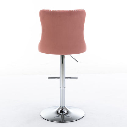 Swivel Barstools Adjusatble Seat Height From 25-33", Modern Upholstered Base Bar Stools With Backs Comfortable Tufted For Home Pub And Kitchen Island (Set of 2)