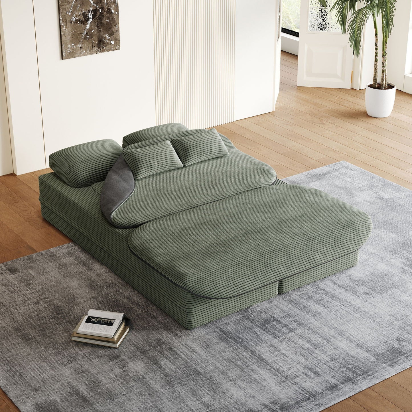 2 In 1 Foldable Sofa Bed With Multi Functional Blanket