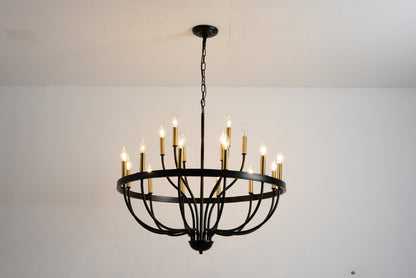 15-Light Industrial Iron Candle Chandelier Modern Farmhouse Pendant Light