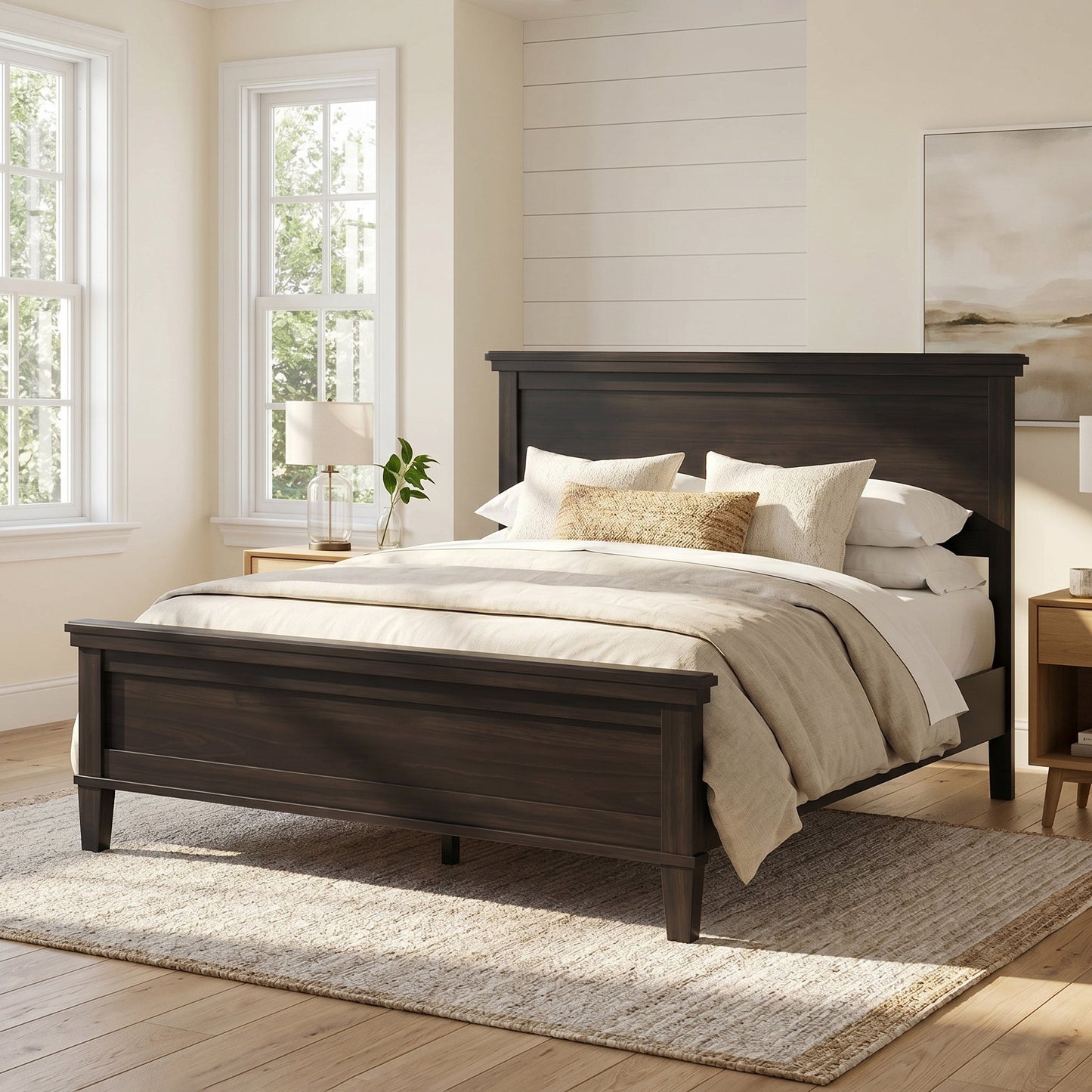 Mid-Century Modern Wood Platform Bed