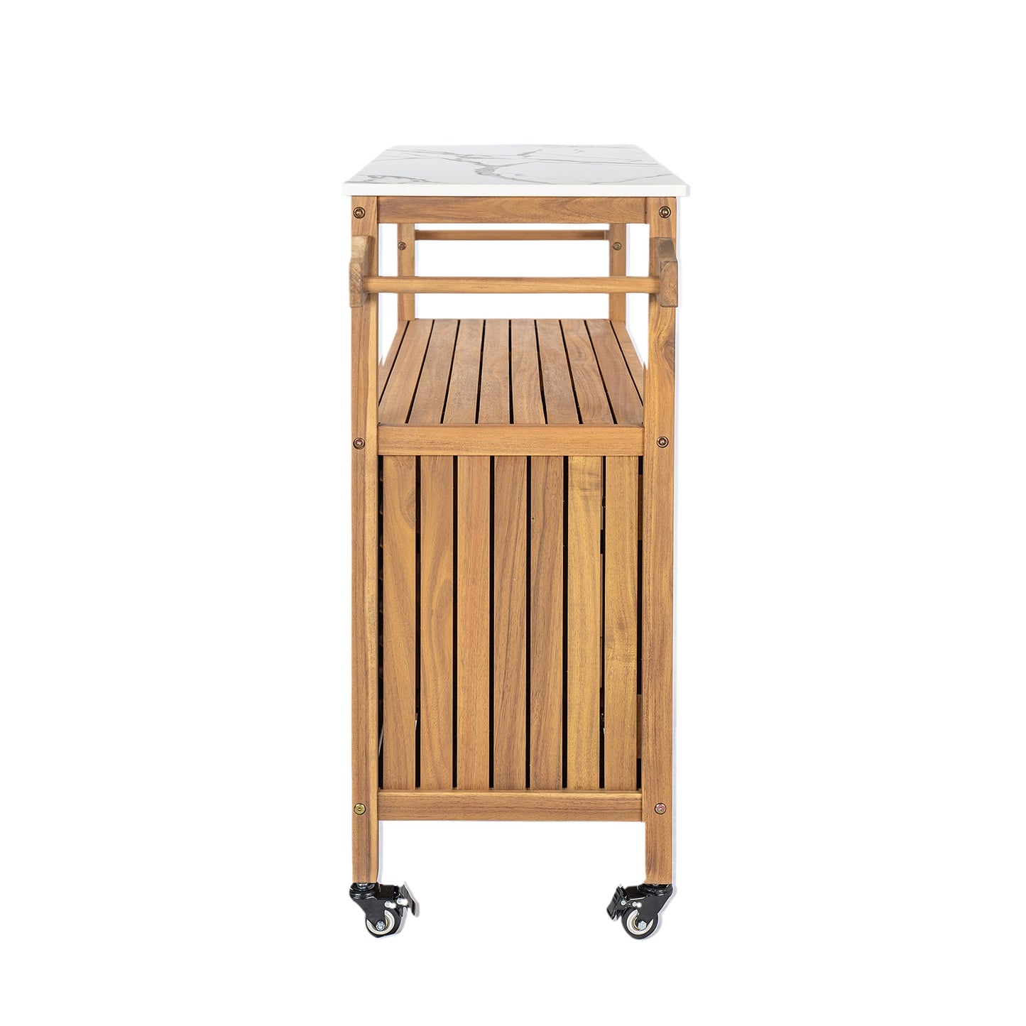 Outdoor Patio Acacia Wood Bar Cart