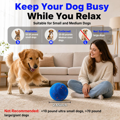 Interactive Dog Toy Ball,Automatic Interactive Dog Ball- Self Moving Toy For Small Medium  Motion Activated, Durable ChewProof ETPU Material, USB Rechargeable, Relieves Boredom