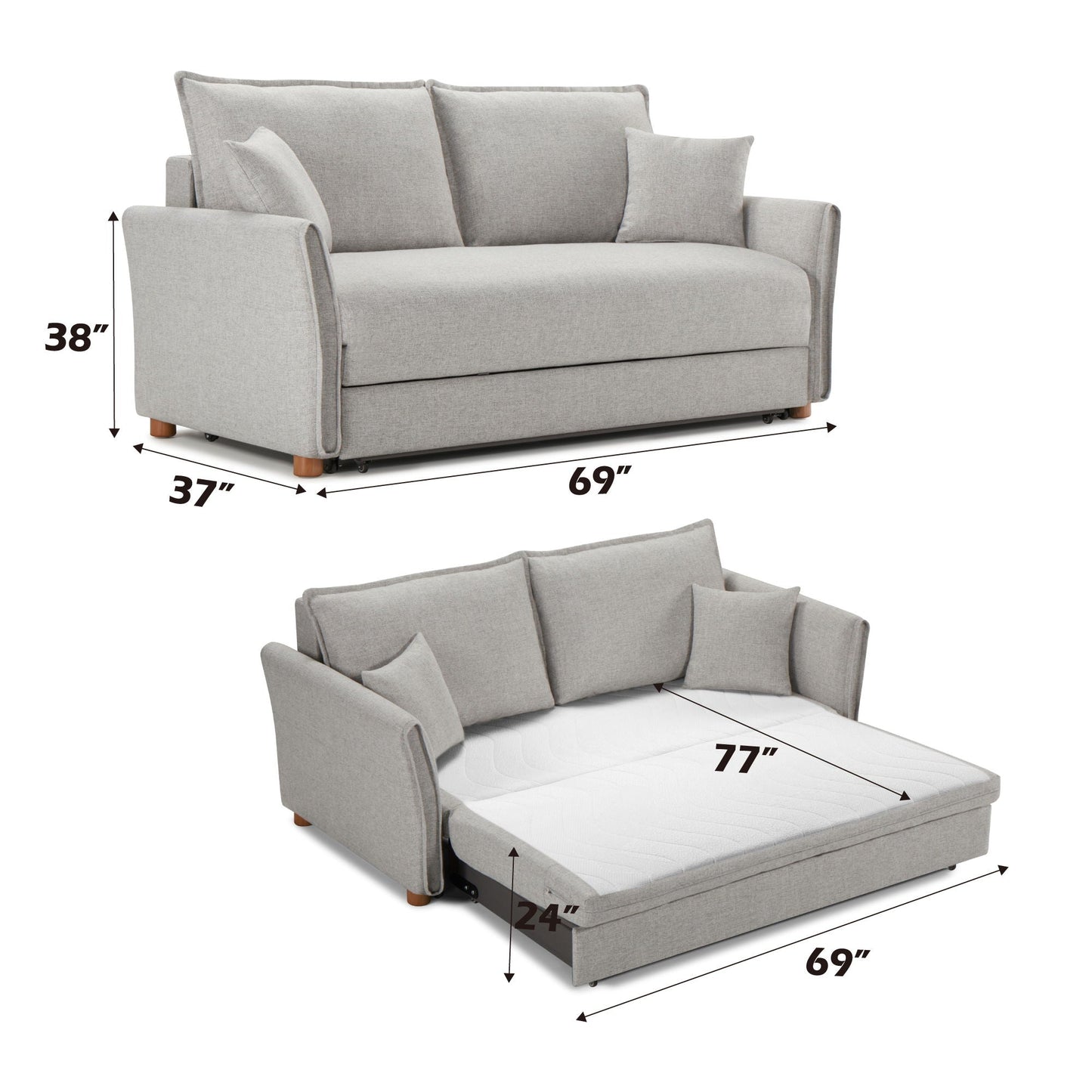 Oren Chenille Sleeper Sectional Sofa With Storage - Gray