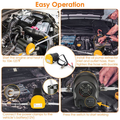 12V Oil Change Pump 60W Oil Diesel Fluid Extractor Electric Suction Transfer Extractor Oil Quick Changer for Boat, Tubes, Truck, RV, ATV