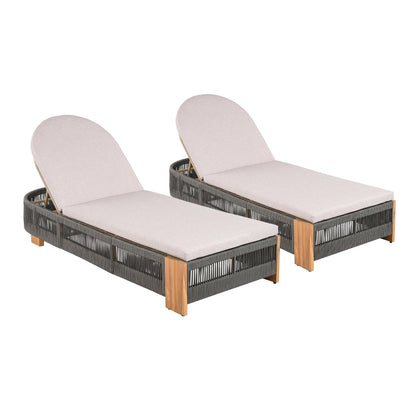 Outdoor Chaise Lounge Chair with Adjustable Backrest and Cushion