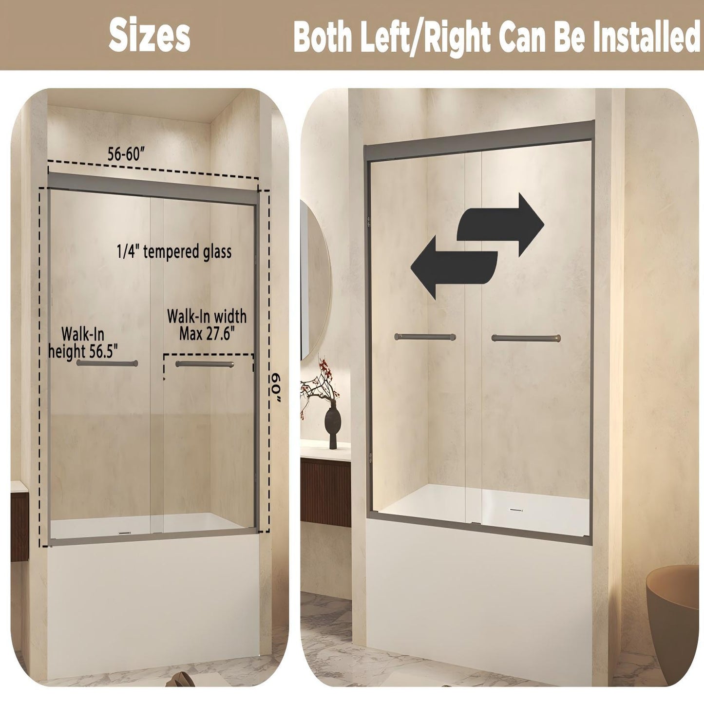 Double Sliding Shower Door With Explosion Proof Film