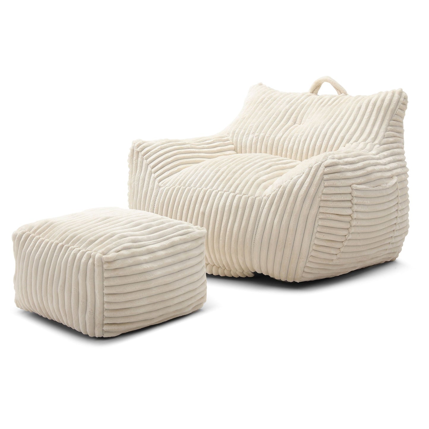 Giant Bean Bag Chair With Armrests And Footstool