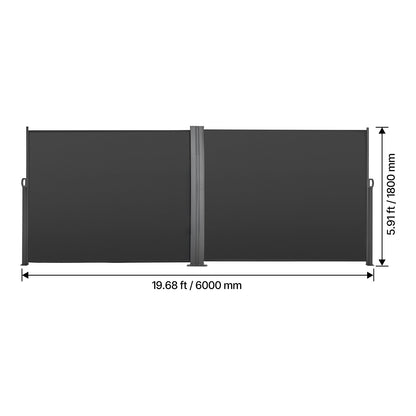 Retractable Side Awning, 71" x 236" Patio Screen with Waterproof Polyester Fabric