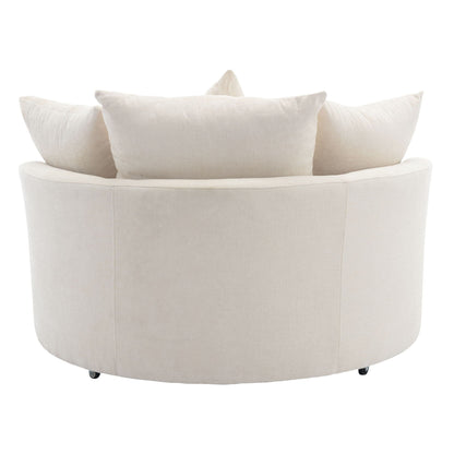 360° Swivel Accent Barrel Chair With Storage Ottoman & 4 Pillows, Modern Leisure Chair Round Accent For Living Room