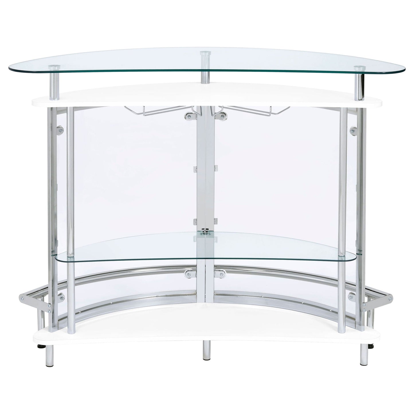 Strick - Freestanding Glass Top Home Bar Wine Cabinet - White