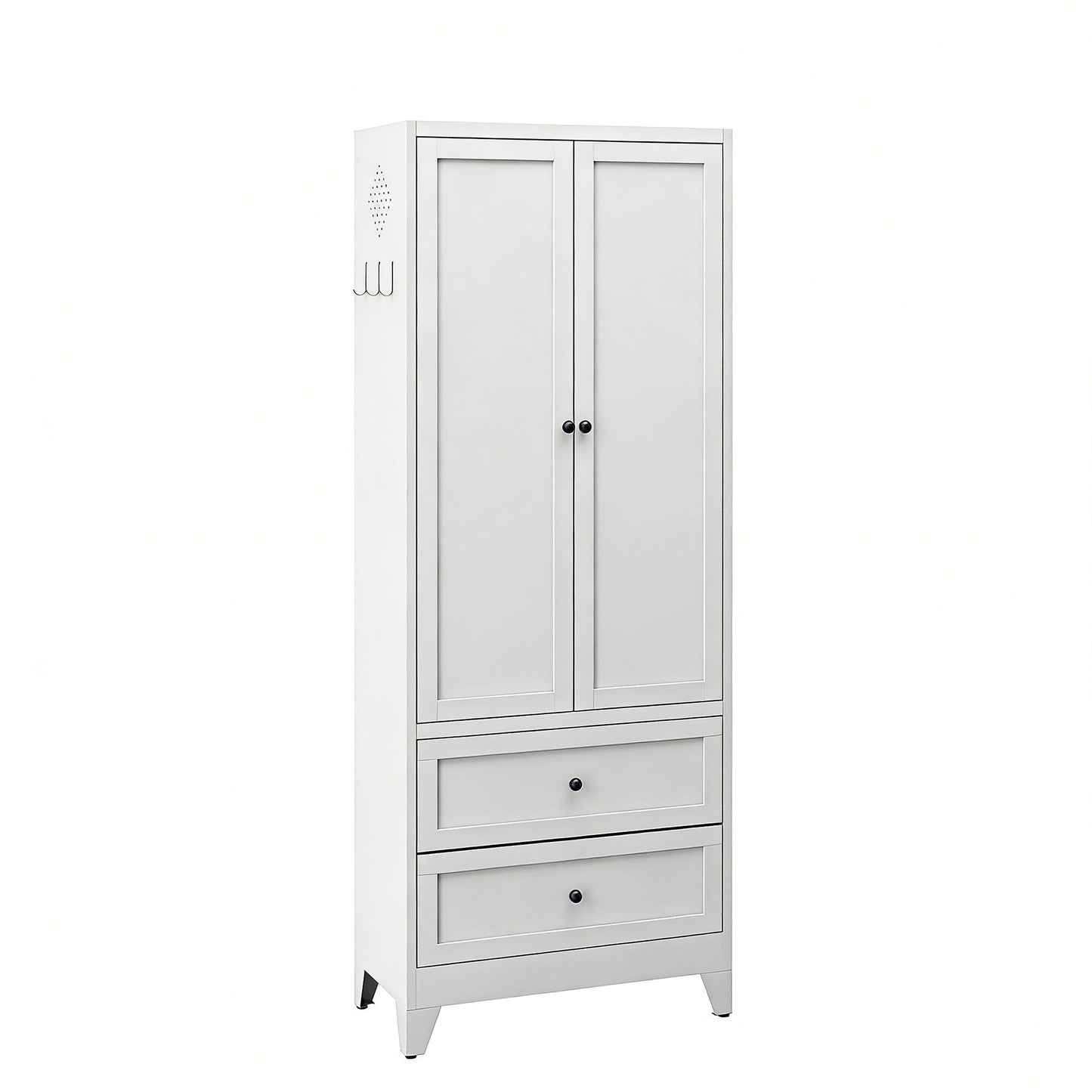 Pantry Cabinet With 2 Drawers, Freestanding Kitchen Storage Cabinet With Adjustable Shelves, Heavy-Duty Organizer For Spices, Dishware, Small Appliances - White
