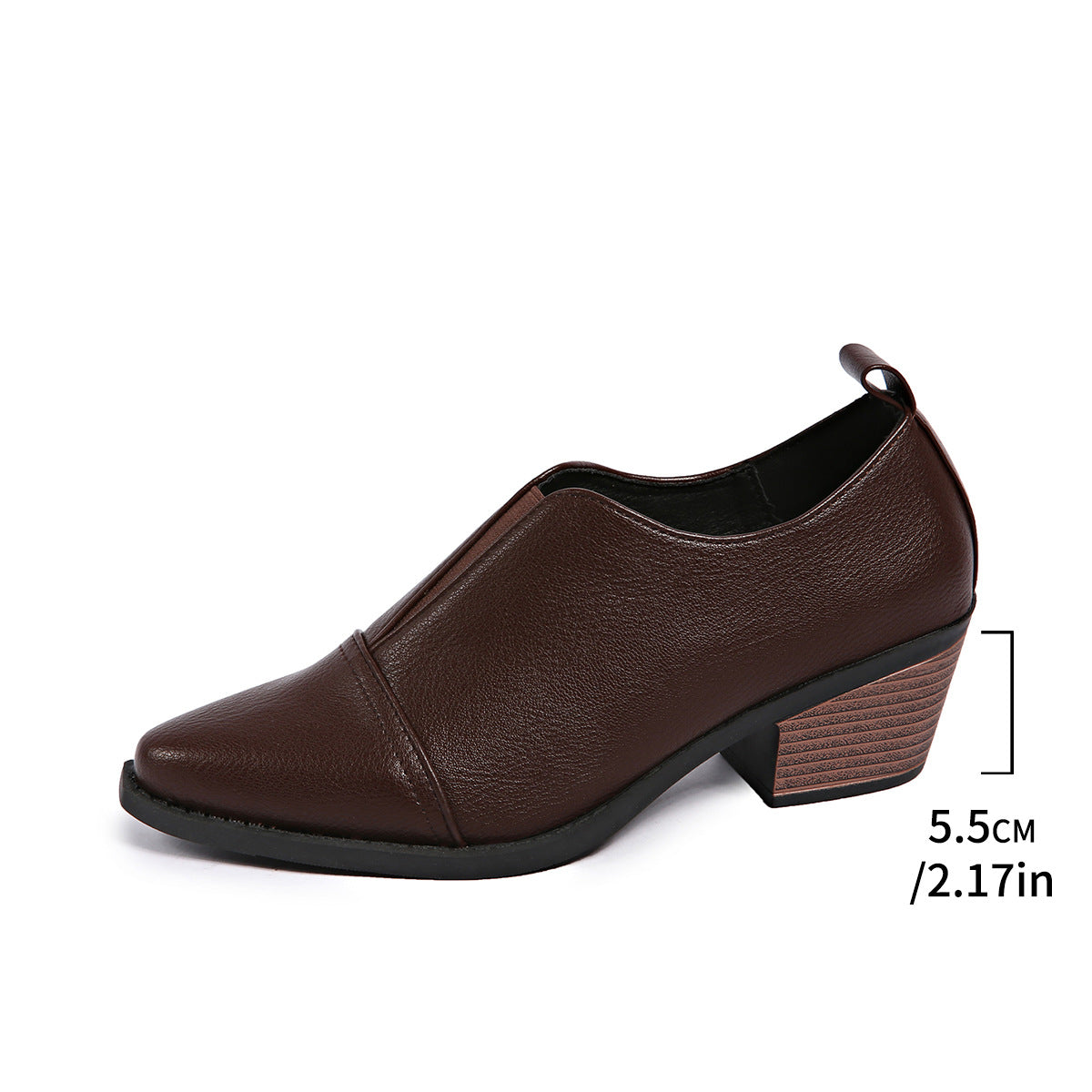 New Spring And Autumn Pointed-toe Chunky-heel Casual Low-top Shoes