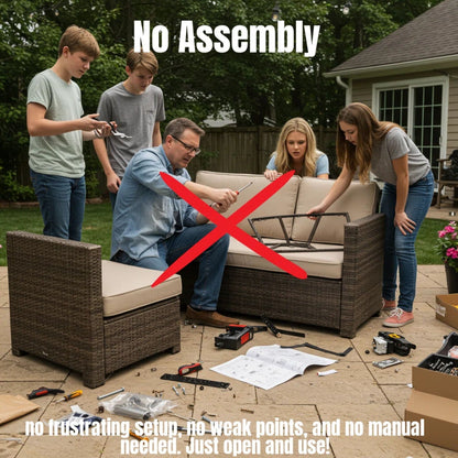 Outdoor Wicker Loveseat With Cushions