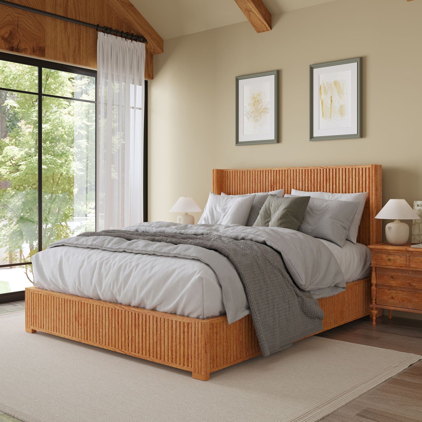 Platform Bed Frame With Headboard, Floor Standing Design