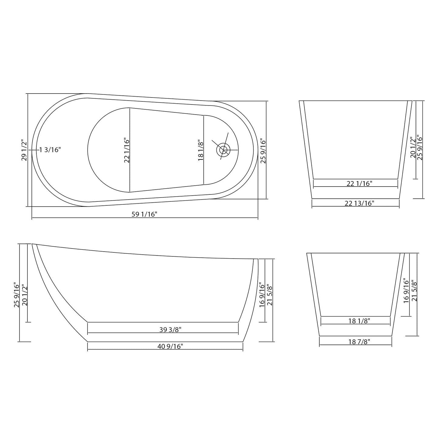 Contemporary Glossy Freestanding Bathtub With Overflow And Drain