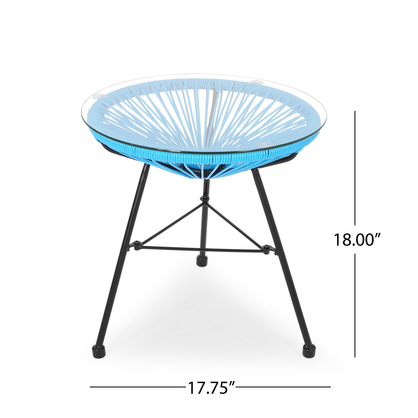 Nusa Modern Rattan Side Table With Tempered Glass Top