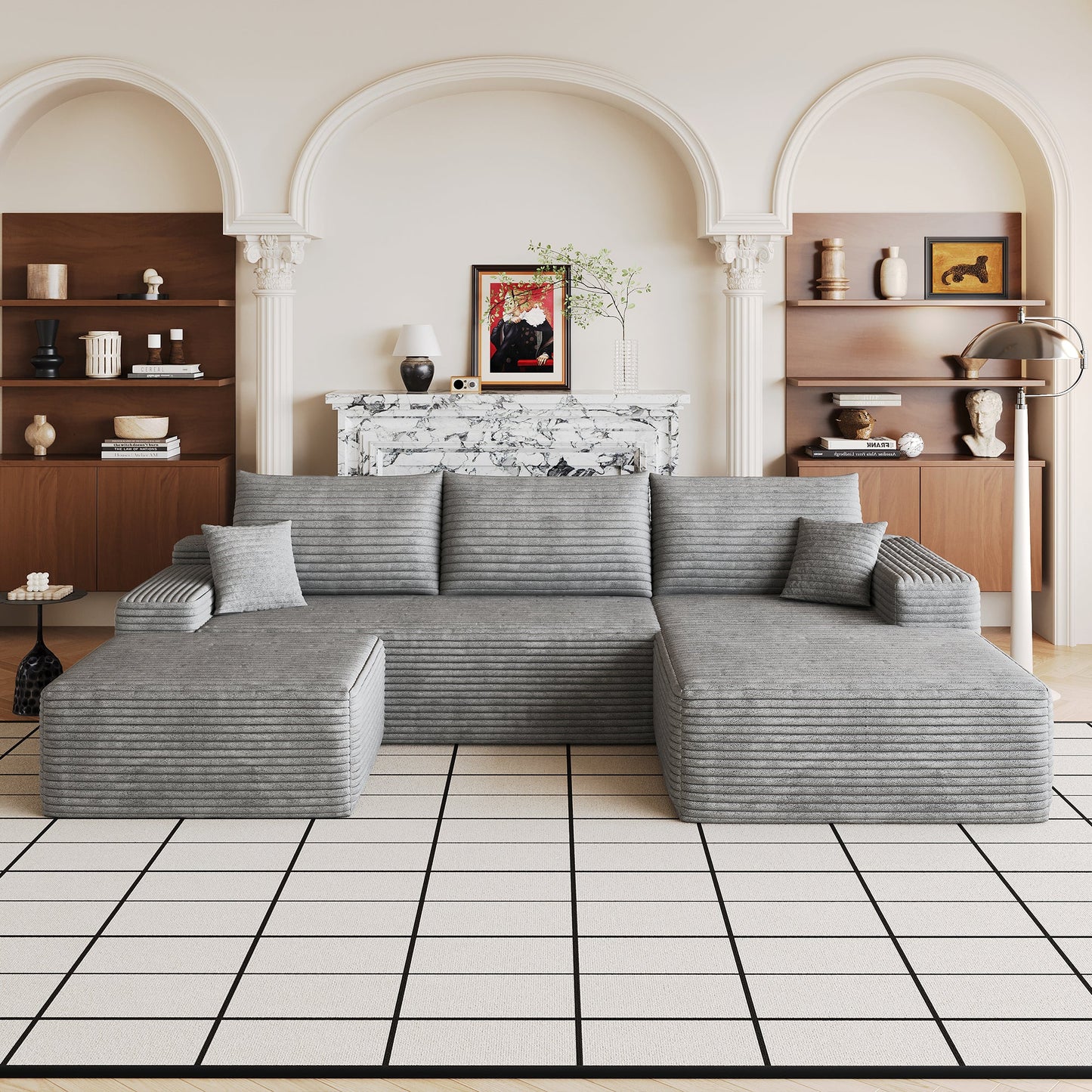 107" Cloud Sectional Sofa with 1 Ottoman