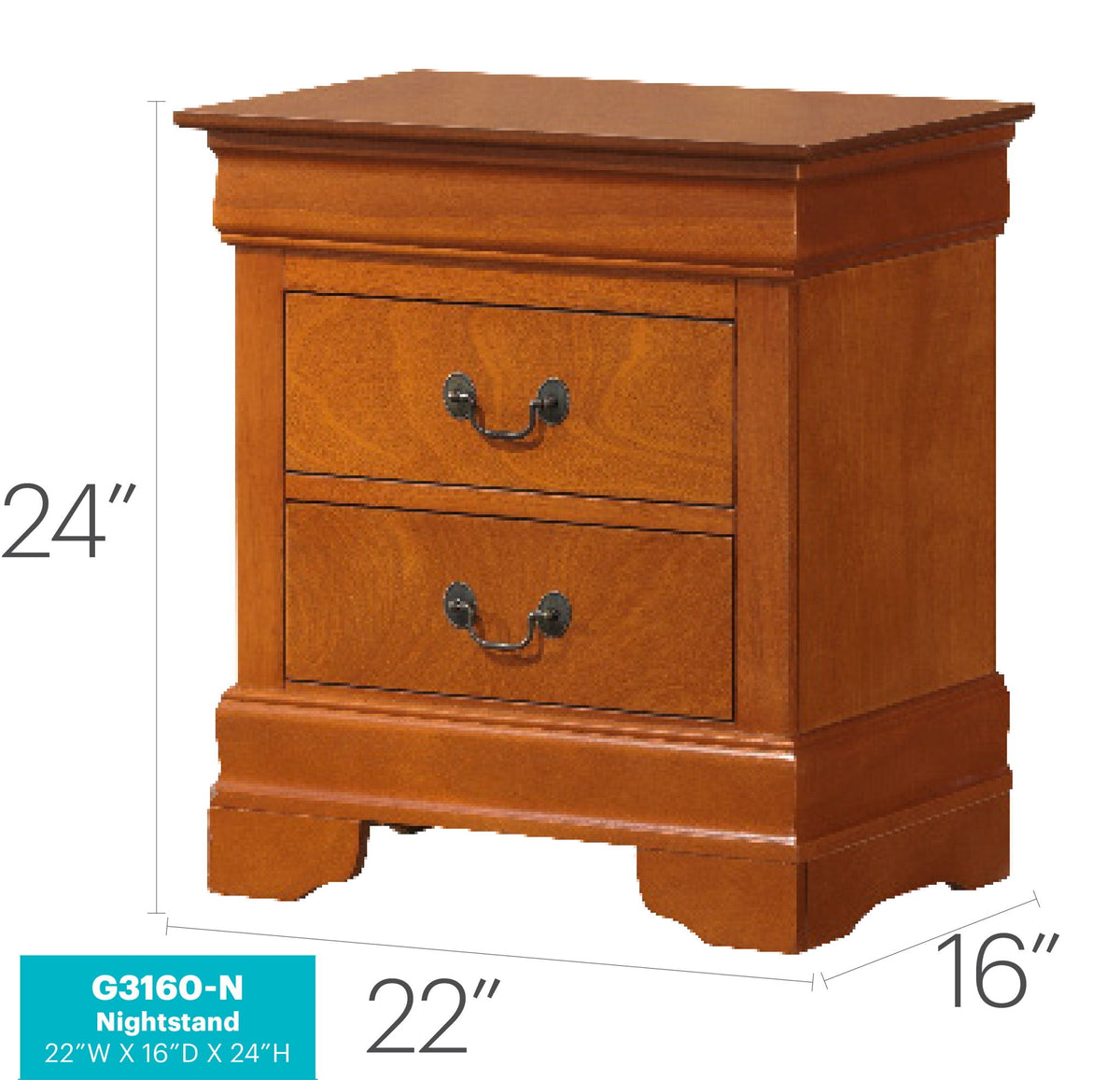 Louis Phillipe - Nightstand - Wood