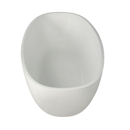 65.2" Freestanding Solid Surface Soaking Bathtub For Bathroom - Matte White