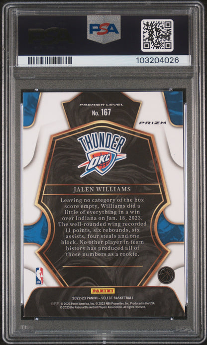 Graded 2022 Panini Select Jalen Williams #167 Blue Cracked Ice Rookie RC Basketball Card PSA 10 Gem Mint
