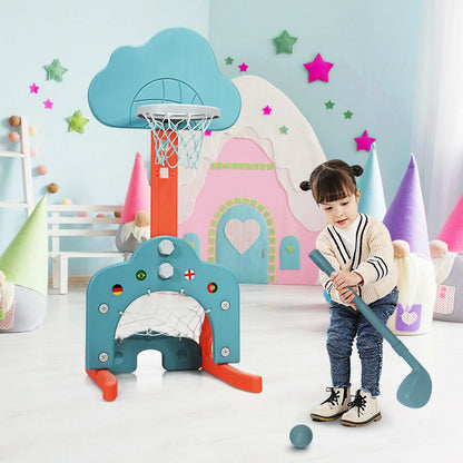 3-in-1 Kids Basketball Hoop Set with Balls-Green