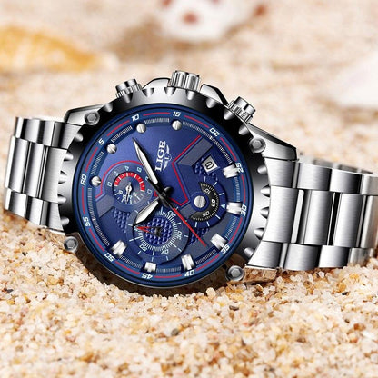 Business Elegant Men's  Watch With Chronometers Day View  Fluorescent Hands Excellent Look Unique Design Perfect Gift For Your Man