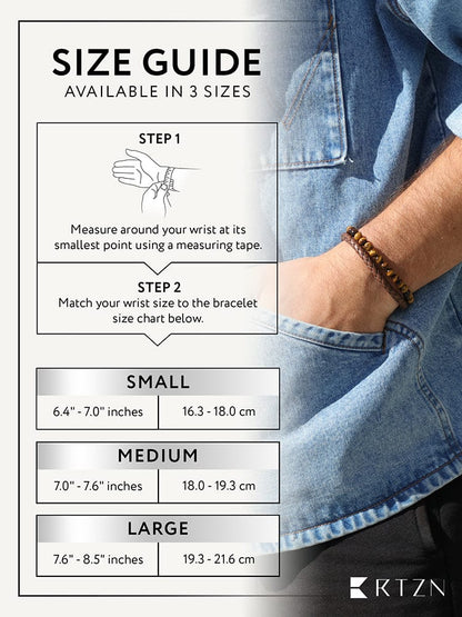 Brown Braided Leather & Tiger Eye Bead Bracelet