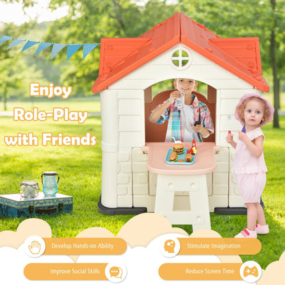 Kid’s Playhouse Pretend Toy House For Boys and Girls 7 Pieces Toy Set-Pink