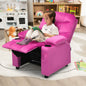 Kids Recliner Chair with Cup Holder and Footrest for Children-Pink
