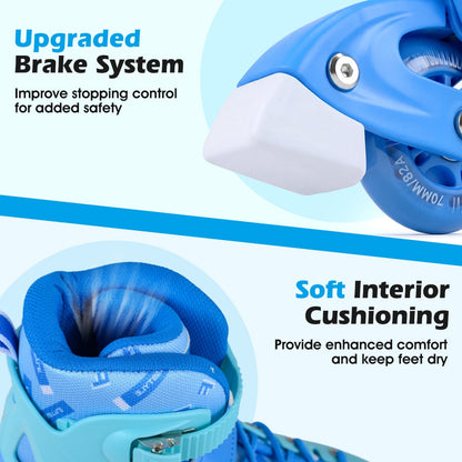 4-Size Adjustable Light-Up Kids Inline Skates for Kids Ages 7-9