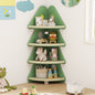 4-Tier Kids Corner Bookshelf Baby Display Shelf for Kids Room-Green