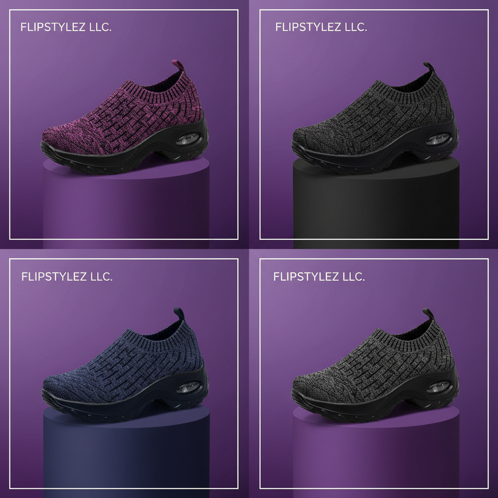 Air Cushion Sport Shoe | Dark Purple Comfortable Full-Support Insole Athletic Sneaker