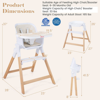 4-in-1 Convertible Baby High Chair with Adjustable Tray