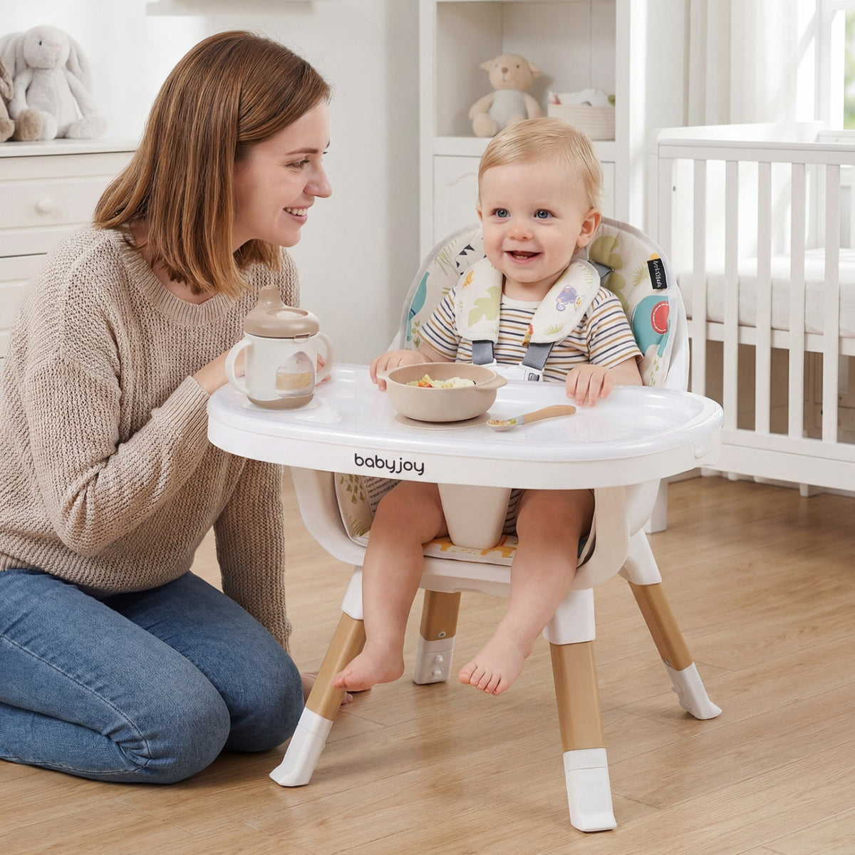 4 in 1 High Chair for Babies Convertible Toddler Highchair-Multicolor