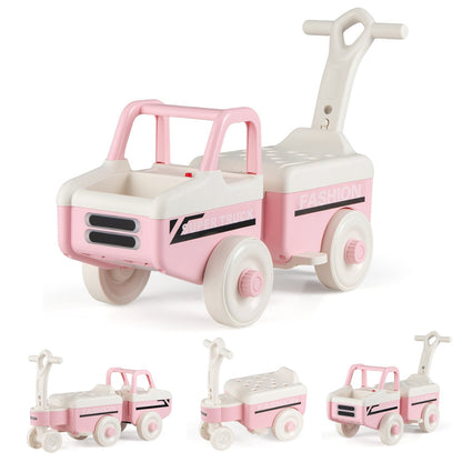 4-in-1 Ride On Push Car with Music and Storage
