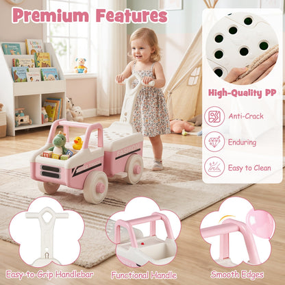 4-in-1 Ride On Push Car with Music and Storage