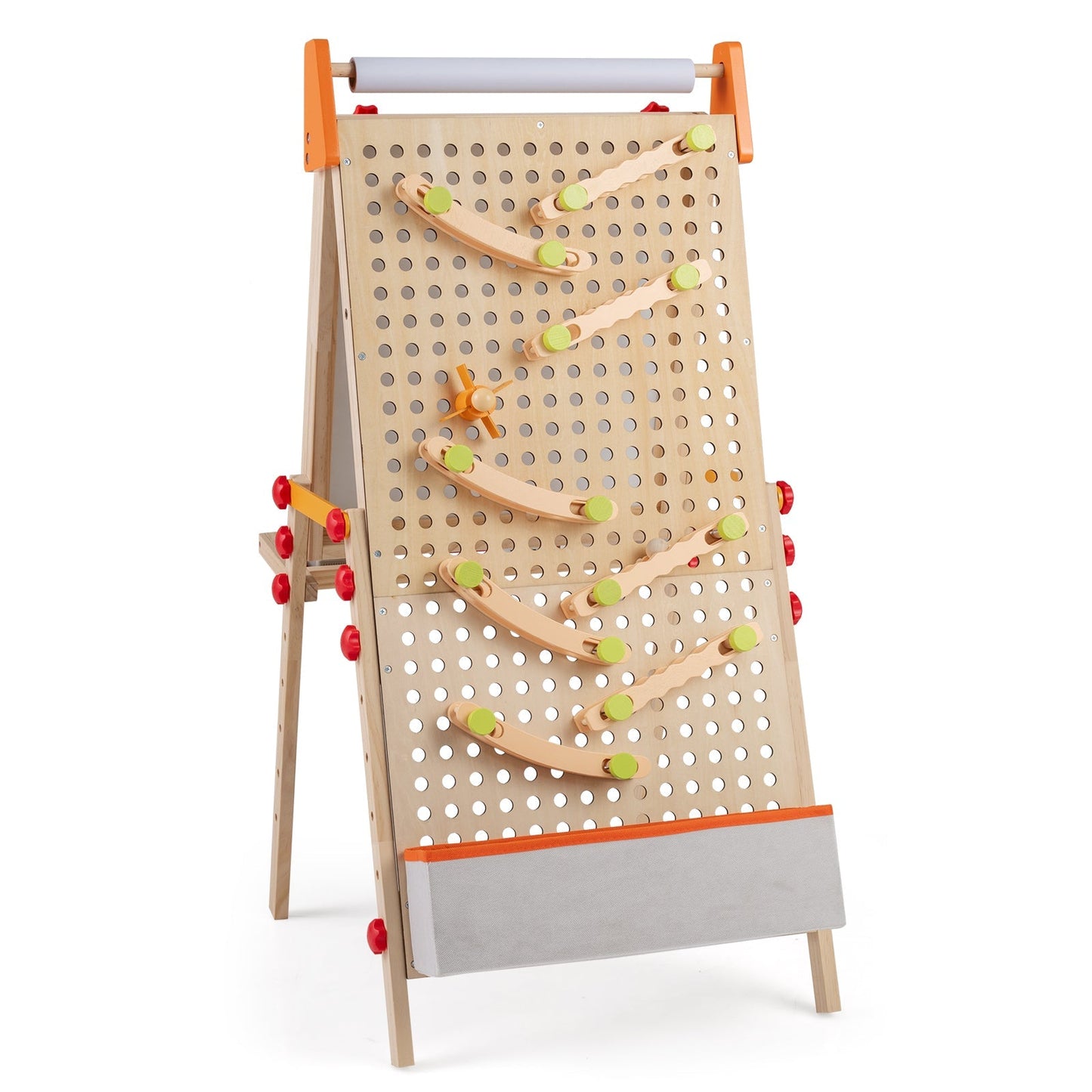 4-in-1 Wooden Kids Art Easel Double-Sided Foldable with Paper Roll and Storage Tray