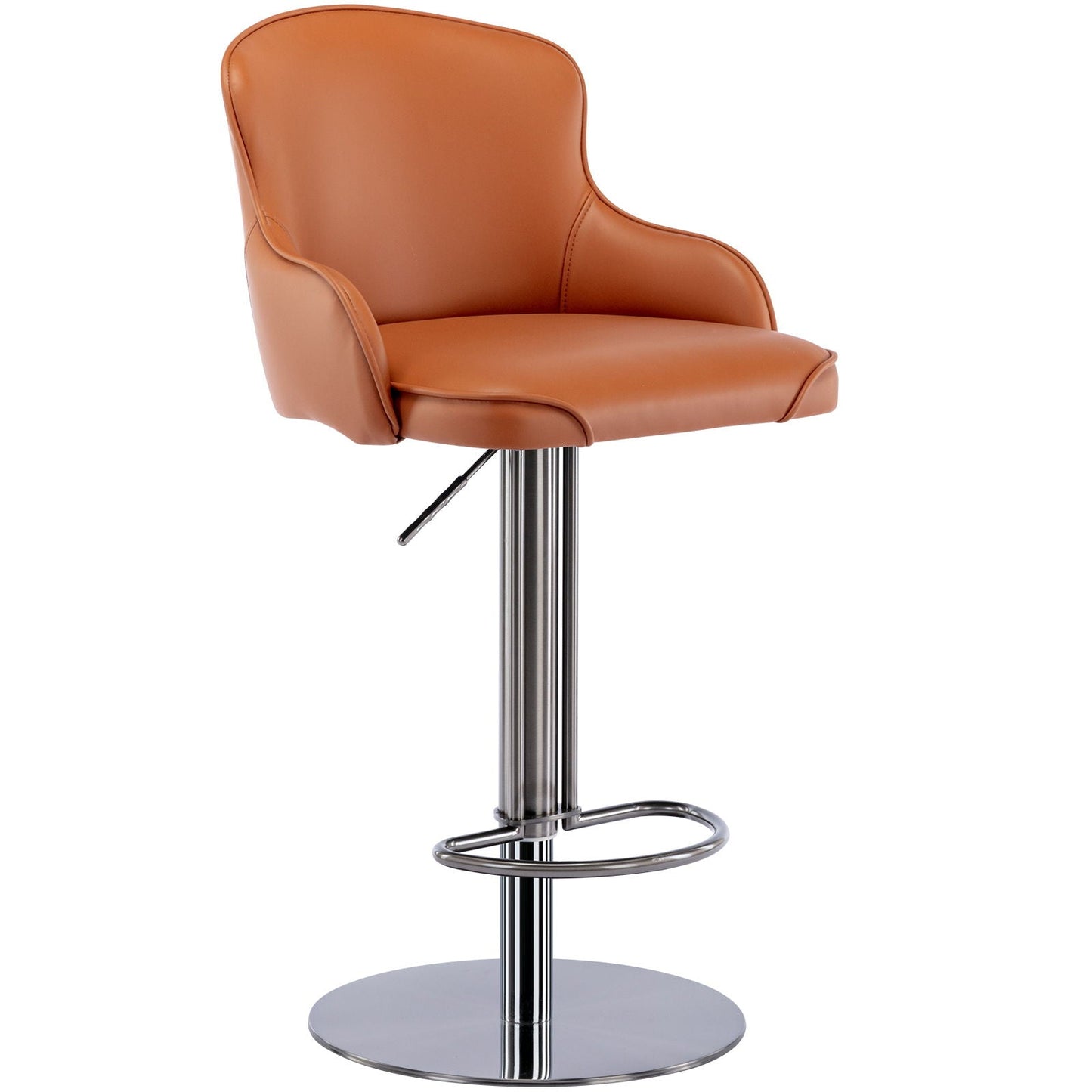 Titanium Stainless Steel Bar Stool, Grade Modern Bar Chair With Backrest, Swivel Adjustable Height For Kitchen Counter And Dining Room